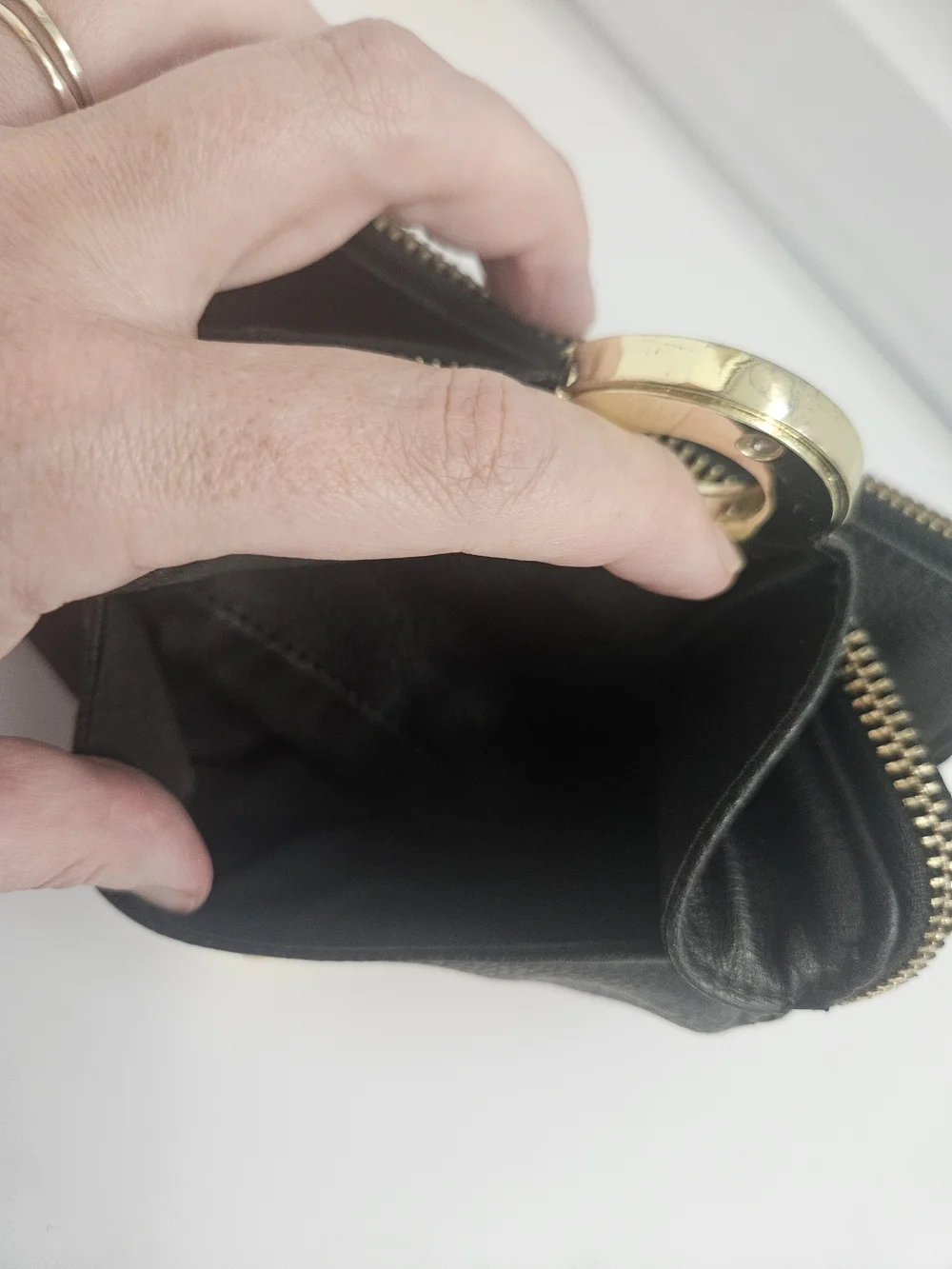 Big Buddha Pebbled Faux Leather Black With Gold Hardware 7.5x4 Wallet